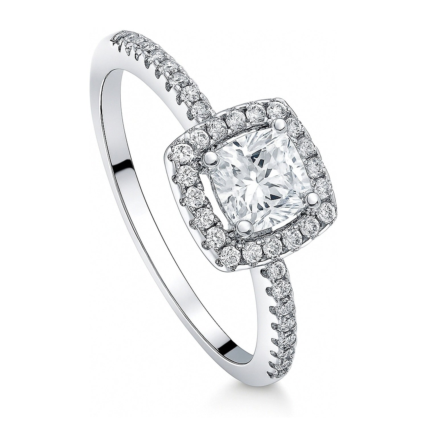 Halo Cushion Cut CZ Ring in Sterling Silver, 4 of 8