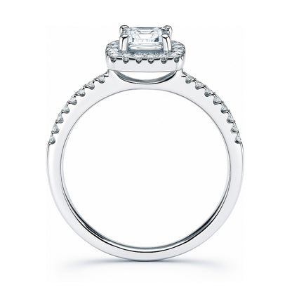 Halo Cushion Cut CZ Ring in Sterling Silver