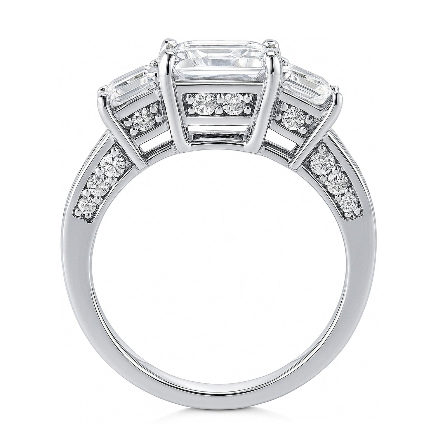 3-Stone 2ct Princess CZ Ring in Sterling Silver, 8 of 13