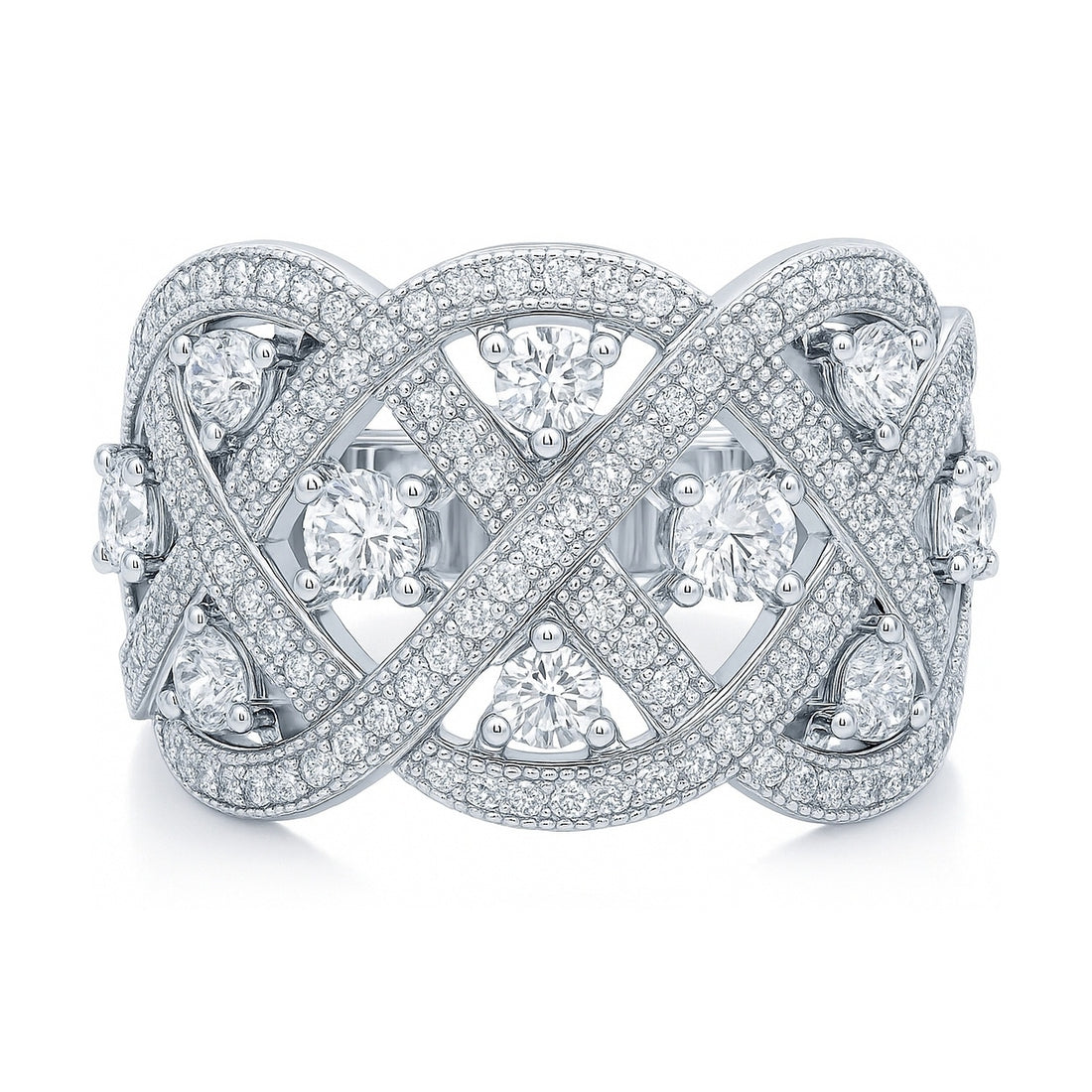 Woven Art Deco CZ Ring in Sterling Silver