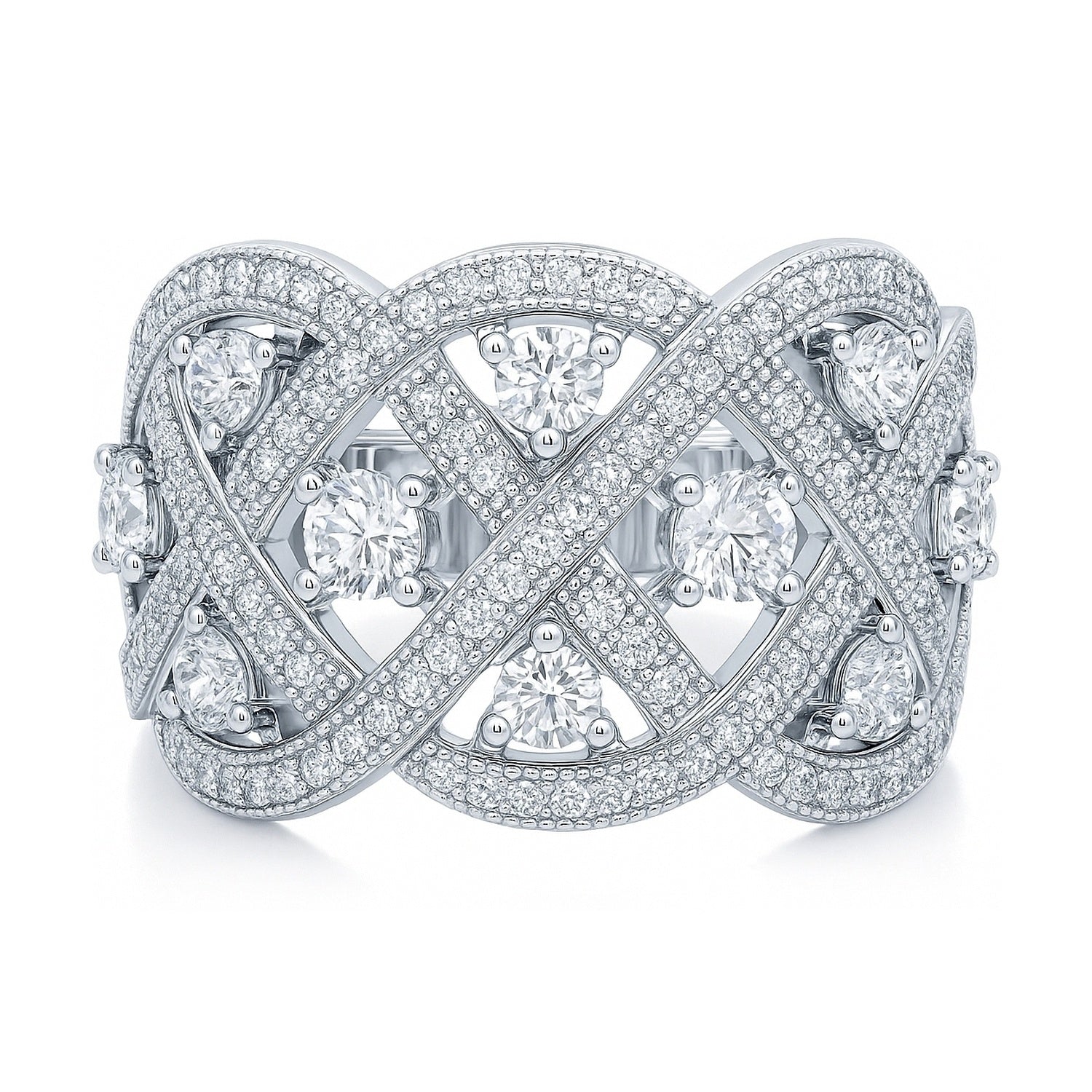 Woven Art Deco CZ Ring in Sterling Silver, 1 of 9