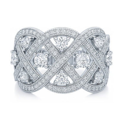 Woven Art Deco CZ Ring in Sterling Silver