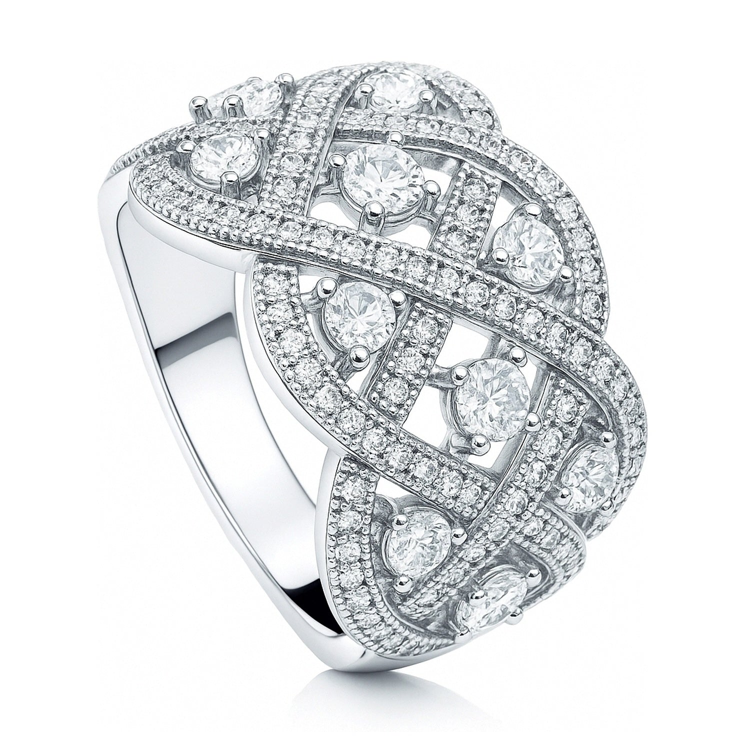 Woven Art Deco CZ Ring in Sterling Silver, 4 of 9