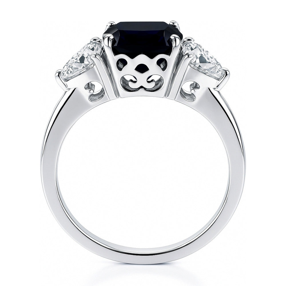 Sterling Silver 3-Stone 3ct Cushion Cut CZ Engagement Ring – BERRICLE