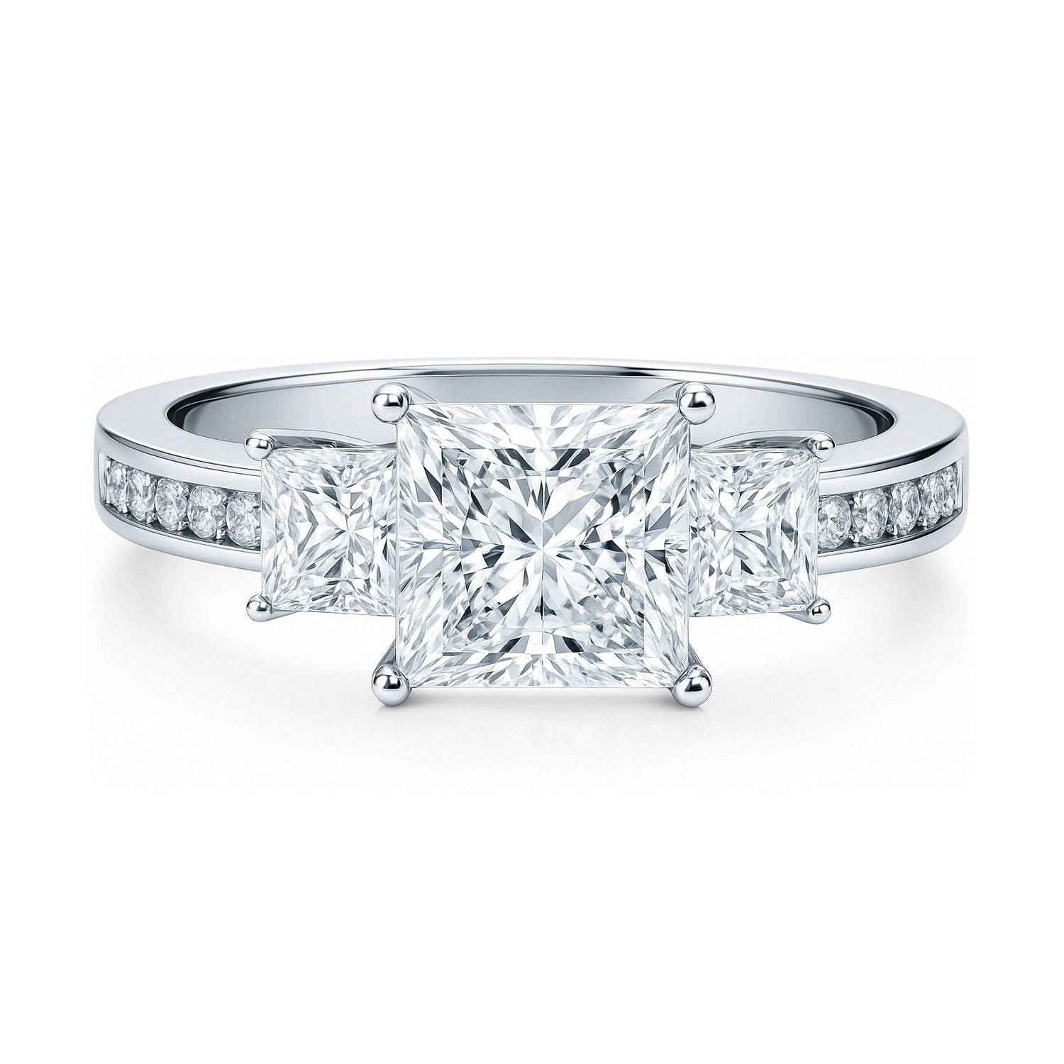 3-Stone 1.6ct Princess CZ Ring in Sterling Silver, 1 of 19