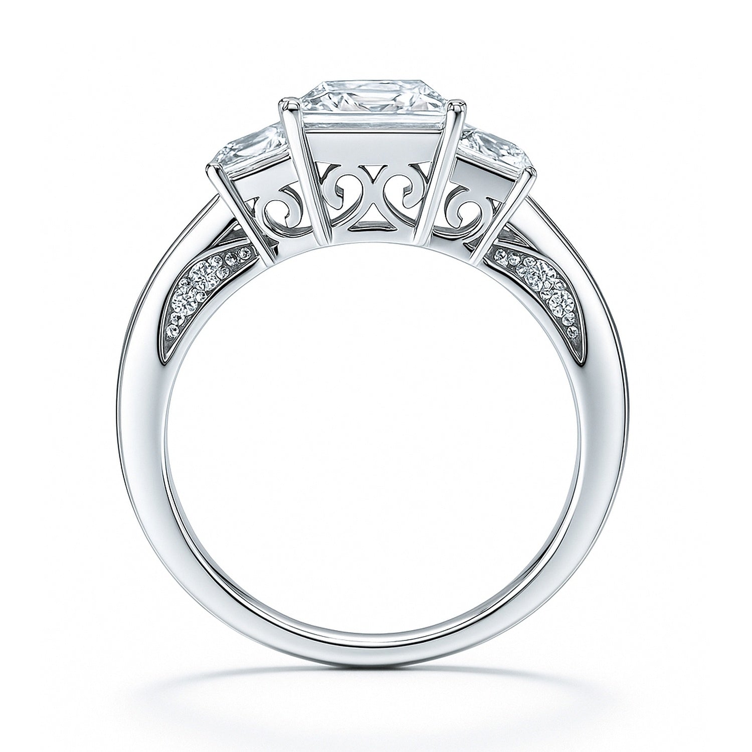 3-Stone 1.6ct Princess CZ Ring in Sterling Silver, 8 of 19