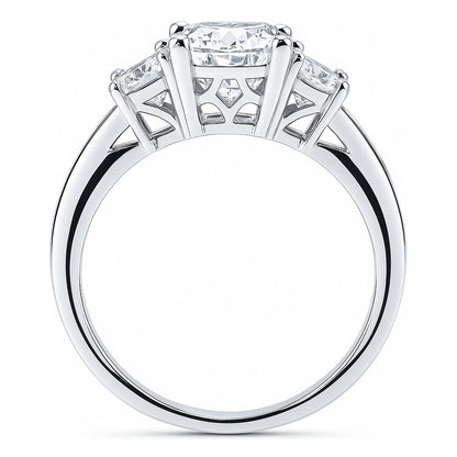 3-Stone 2.6ct Cushion CZ Ring in Sterling Silver