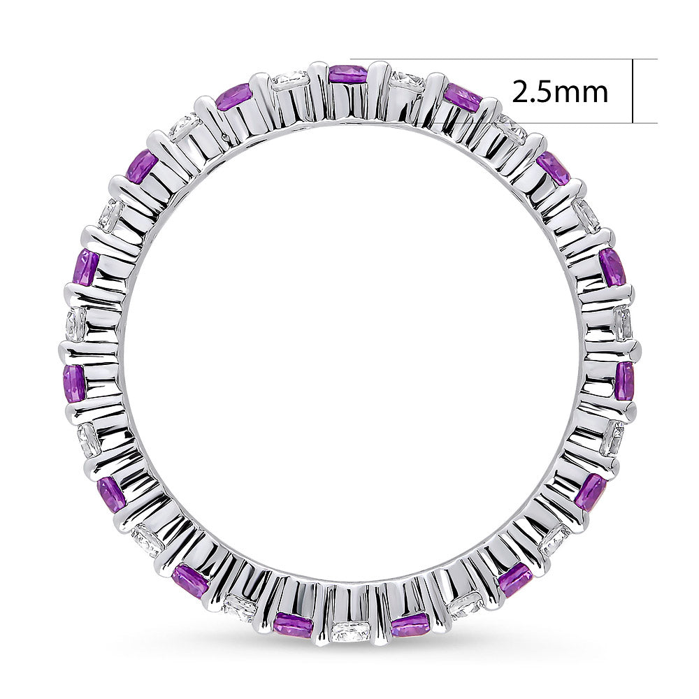Purple Pave CZ Eternity Ring in Sterling Silver