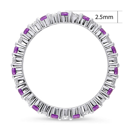 Purple Pave CZ Eternity Ring in Sterling Silver