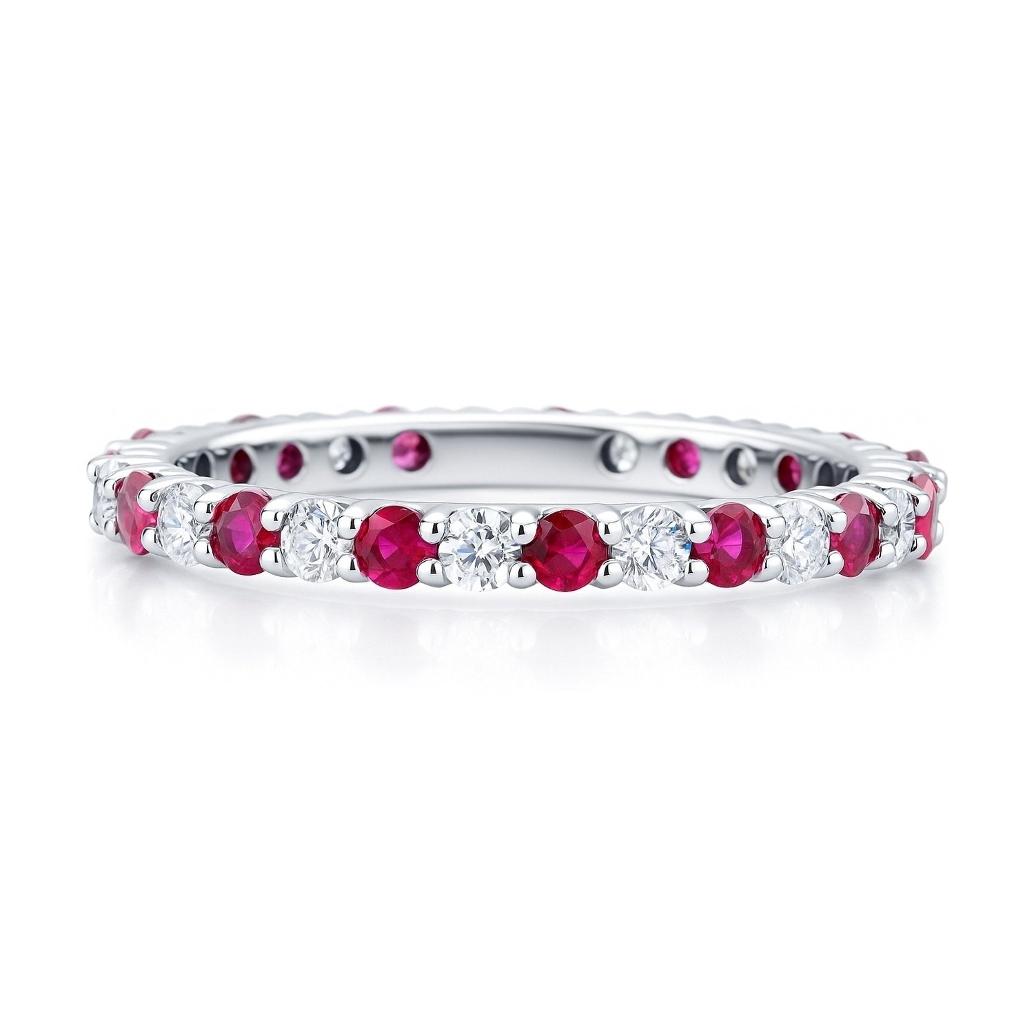 Ruby-Red Pave CZ Eternity Ring in Sterling Silver, 1 of 8