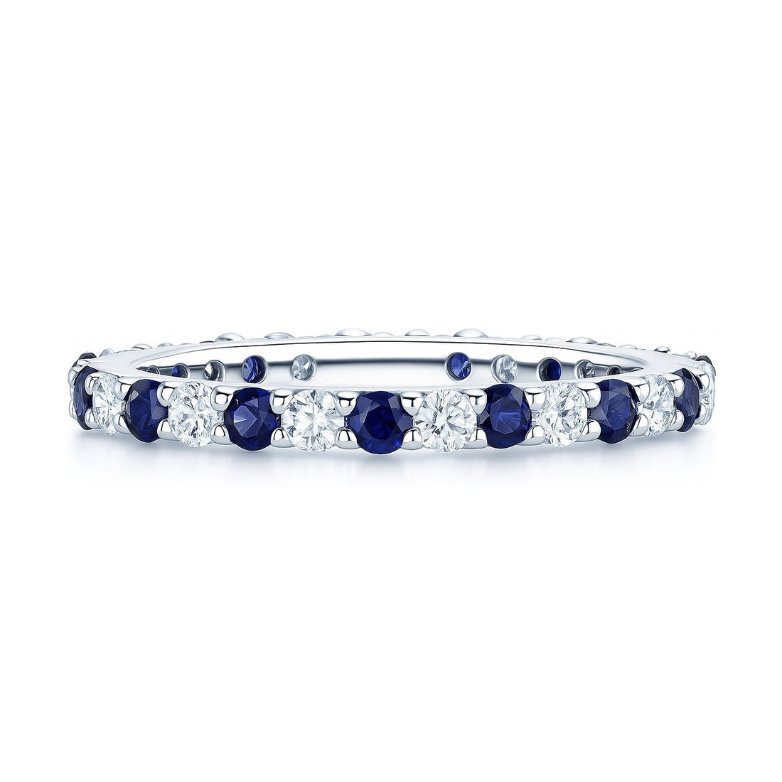 Sapphire-Blue Pave CZ Eternity Ring in Sterling Silver