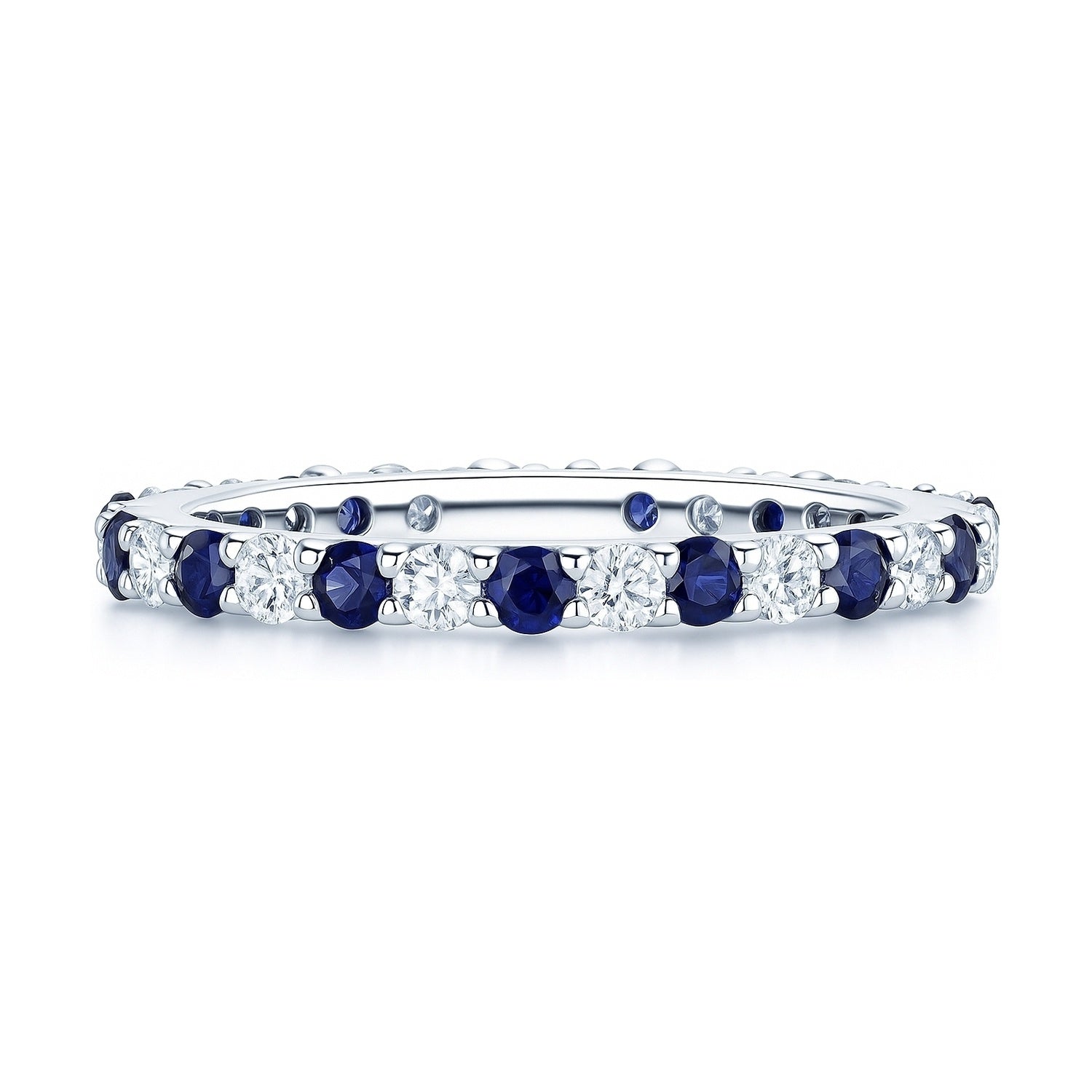 Sapphire-Blue Pave CZ Eternity Ring in Sterling Silver, 1 of 13