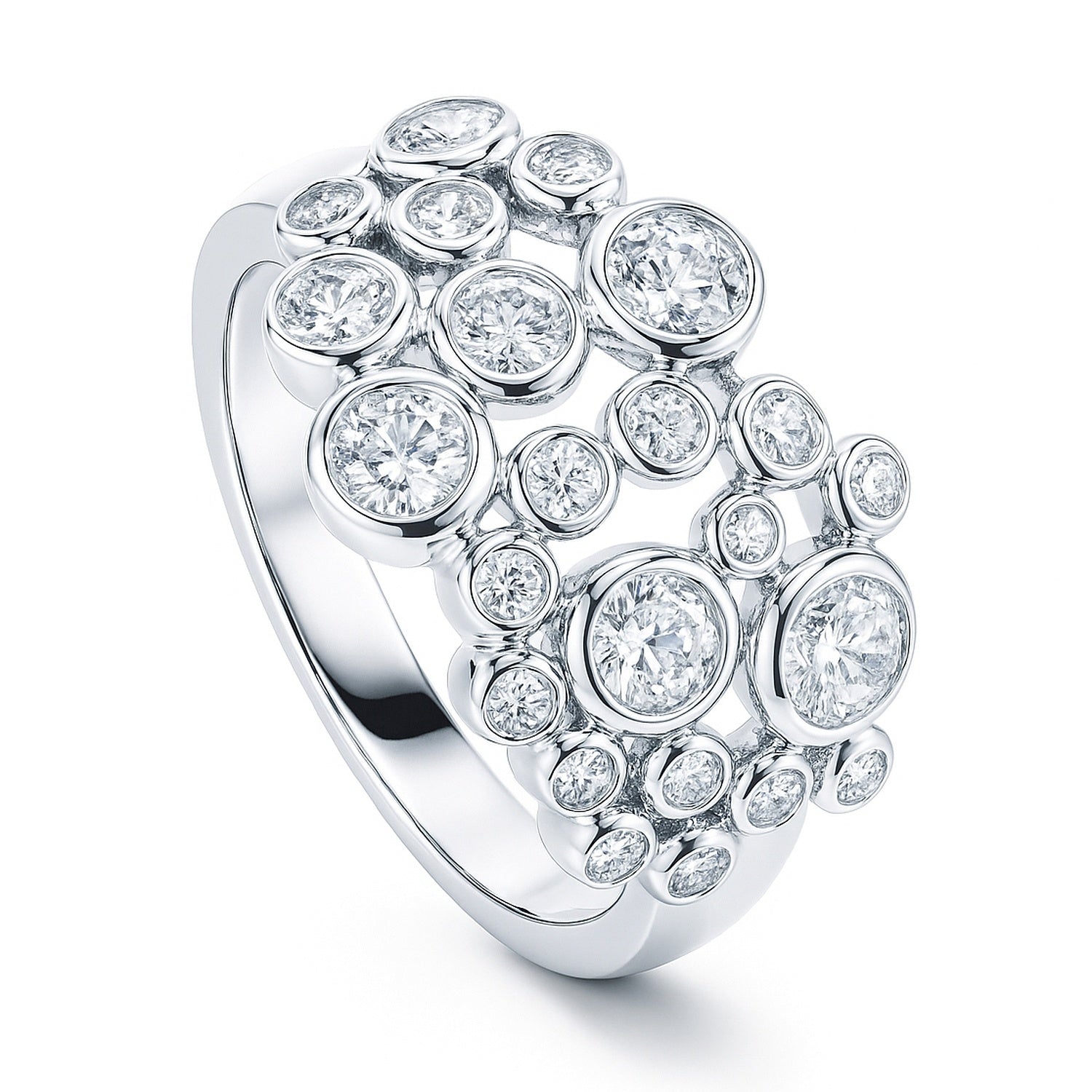 Sterling Silver Bubble Cubic Zirconia CZ Cocktail Ring