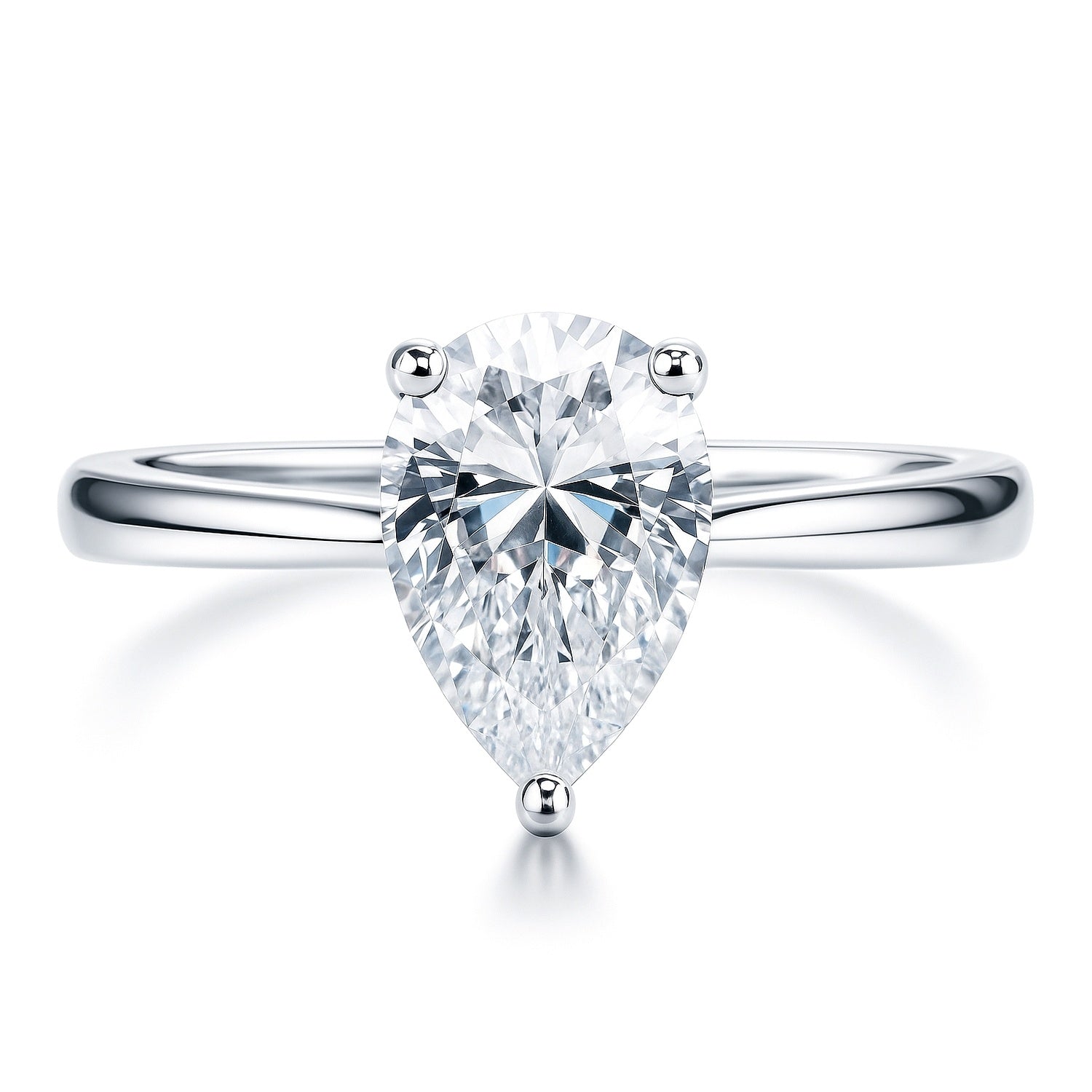 Solitaire 1.8ct Pear CZ Ring in Sterling Silver