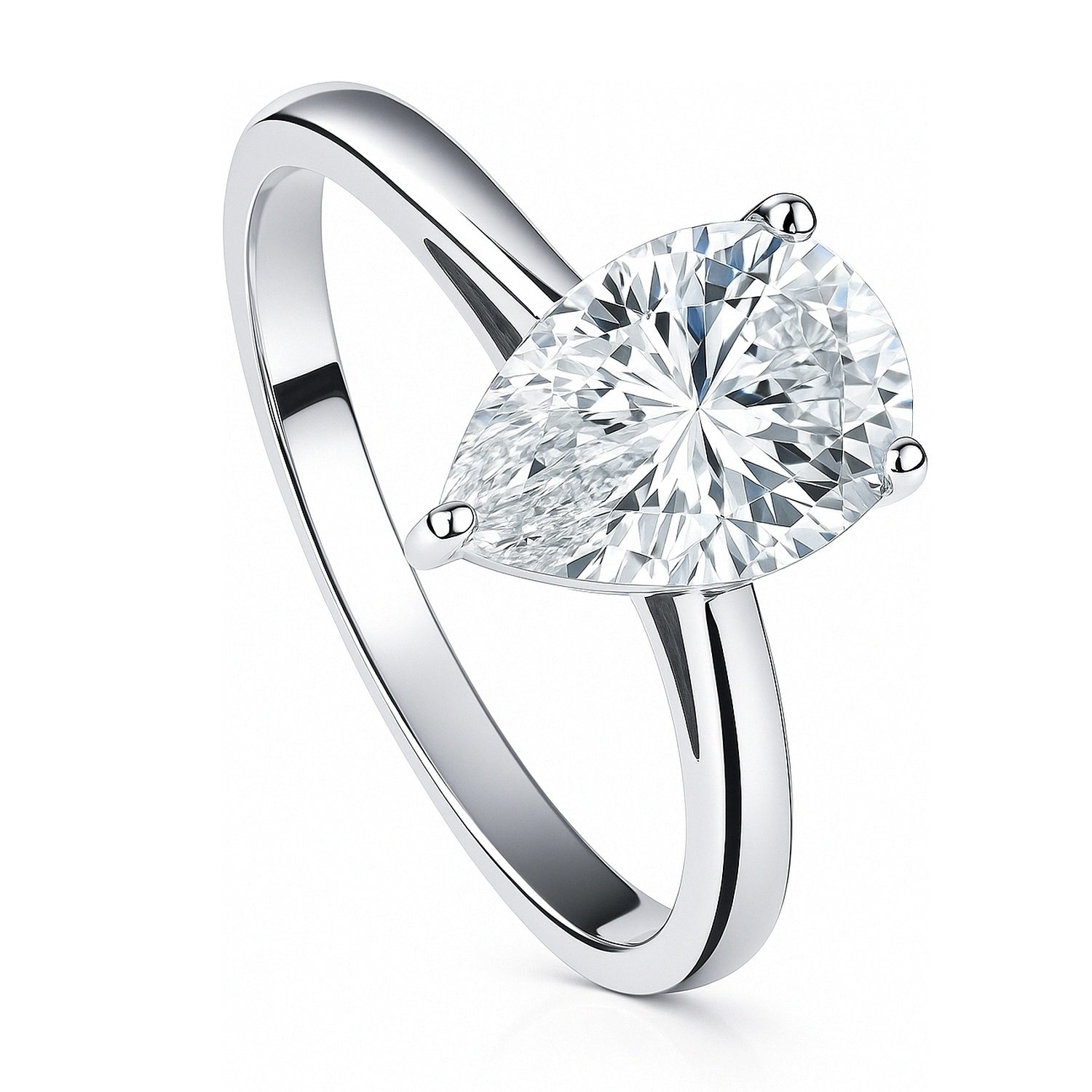 Solitaire 1.8ct Pear CZ Ring in Sterling Silver, 4 of 12