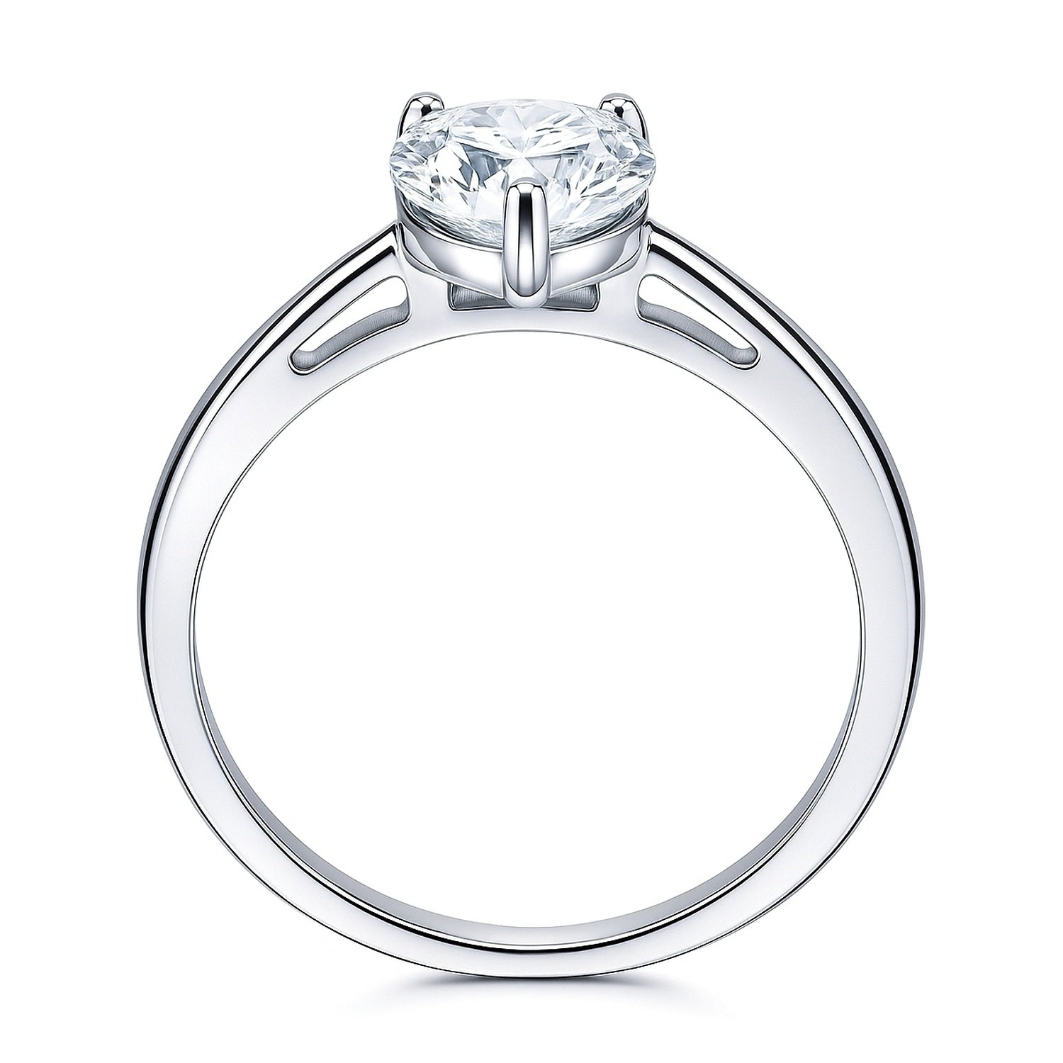 Sterling Silver Solitaire Pear CZ Wedding Engagement Ring #R786-CL