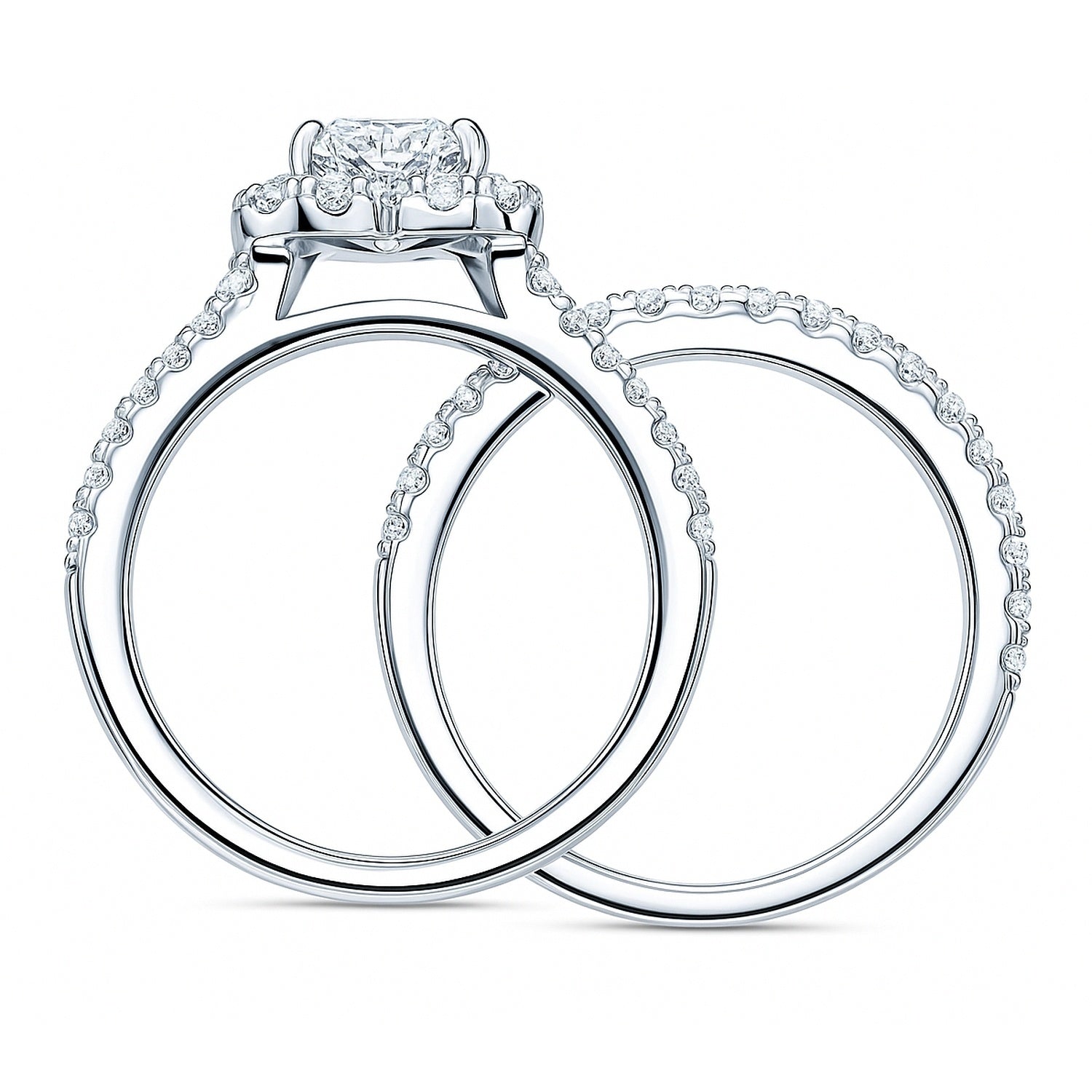 Halo Heart Heart CZ Insert Ring Set in Sterling Silver, 8 of 10