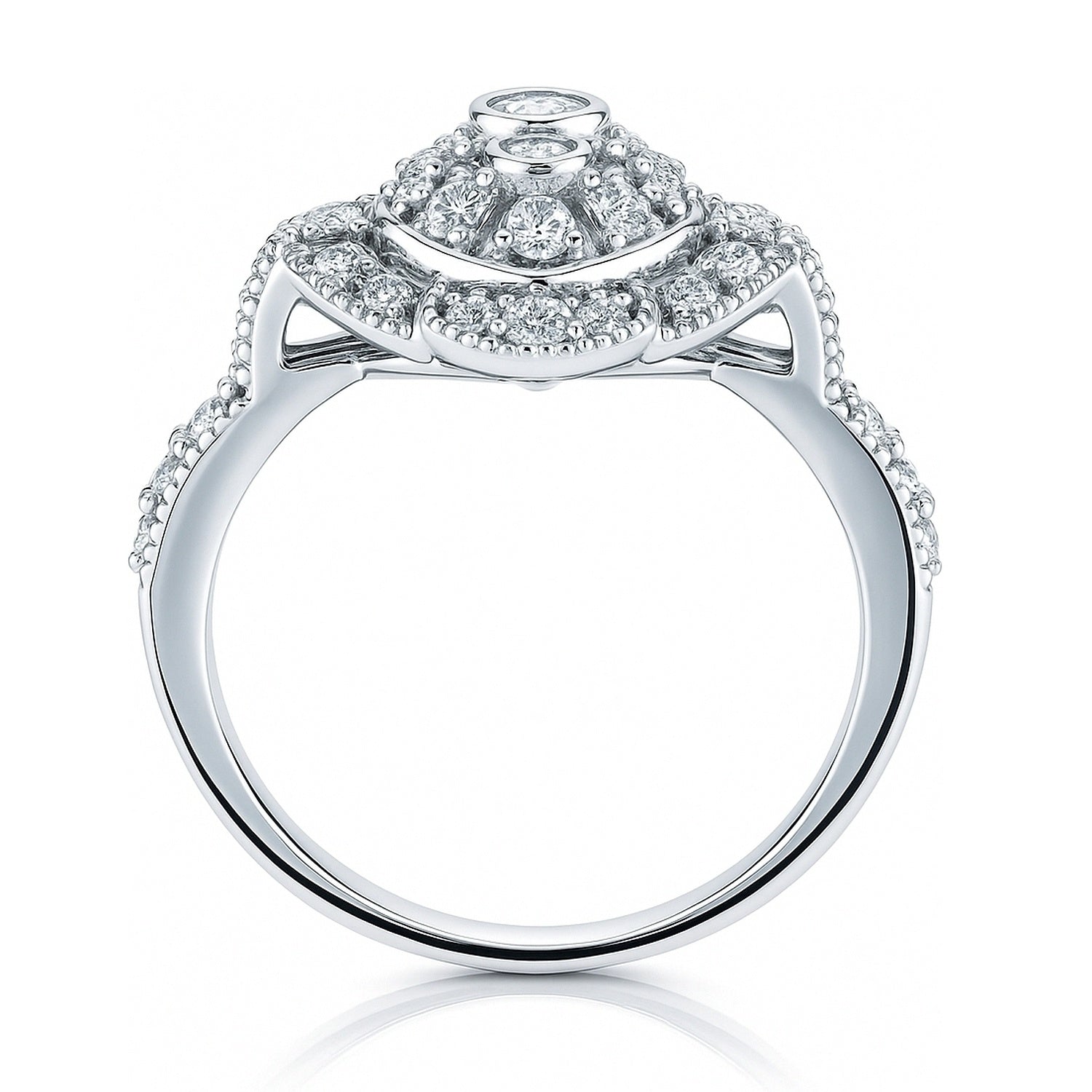 Navette Art Deco Milgrain CZ Ring in Sterling Silver, 8 of 11