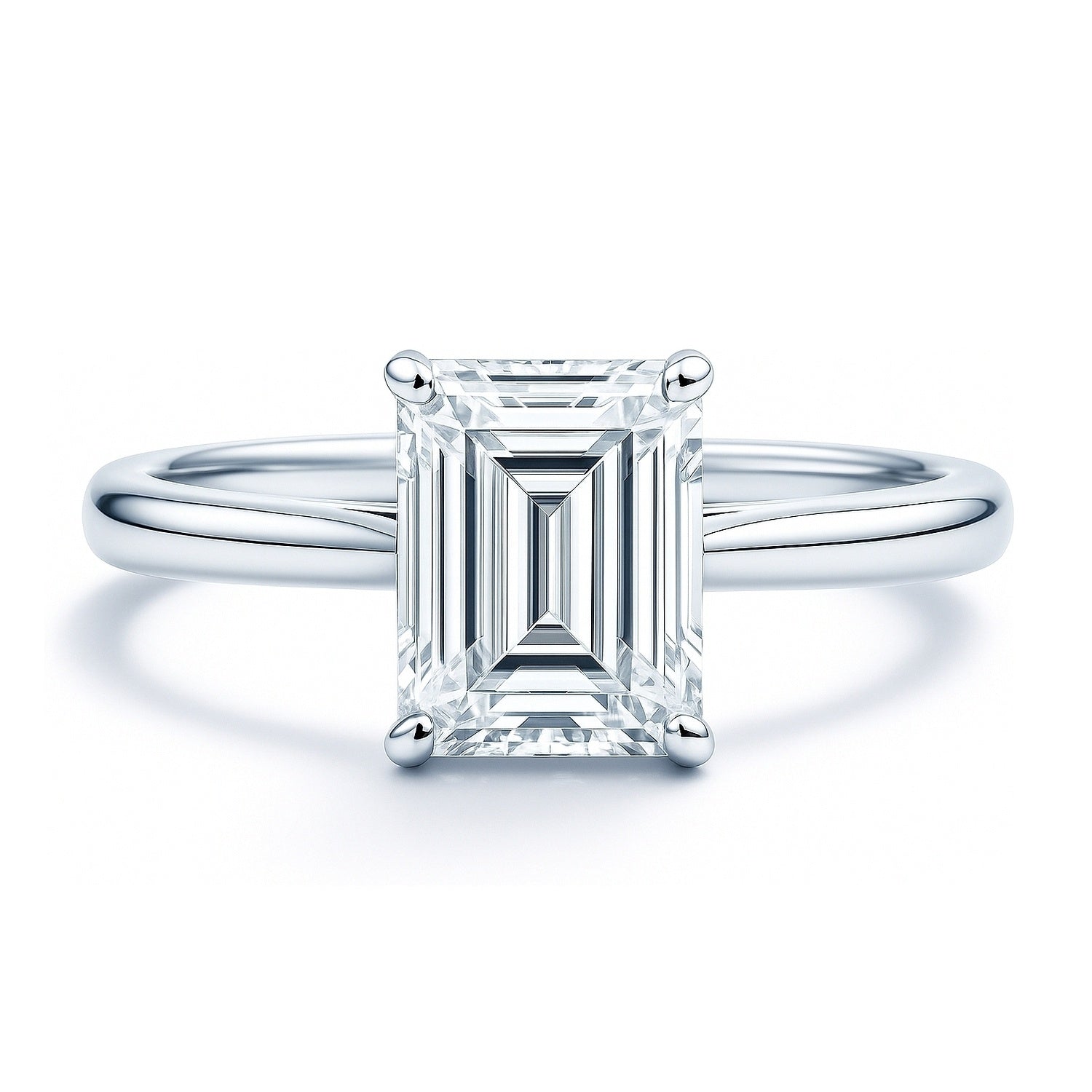 Solitaire 2.1ct Emerald Cut CZ Ring in Sterling Silver, 1 of 10