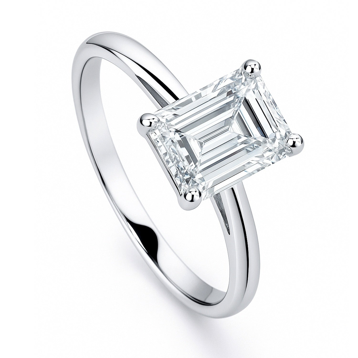 Solitaire 2.1ct Emerald Cut CZ Ring in Sterling Silver, 4 of 10
