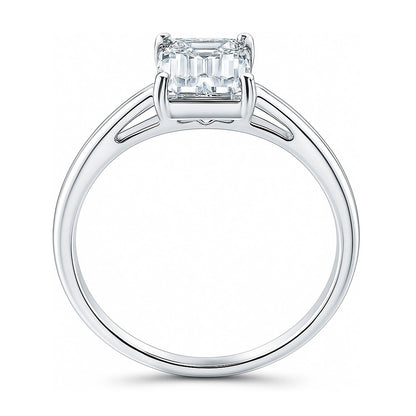 Solitaire 2.1ct Emerald Cut CZ Ring in Sterling Silver
