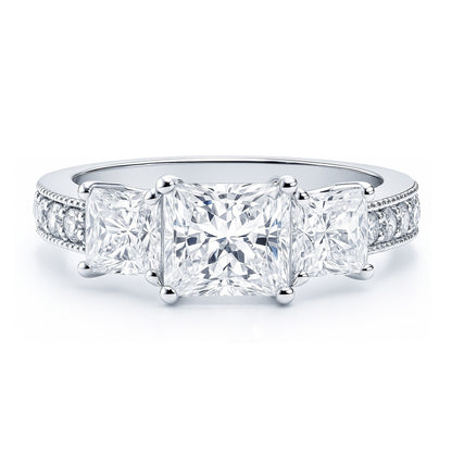 3-Stone 1.6ct Princess CZ Ring in Sterling Silver