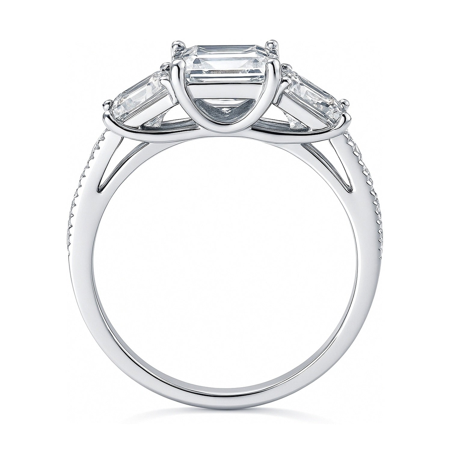 最終お値下げ　loro CZ ring #11 silver Sterling Silver 3-Stone Promise CZ Wedding Engagement Ring #R813