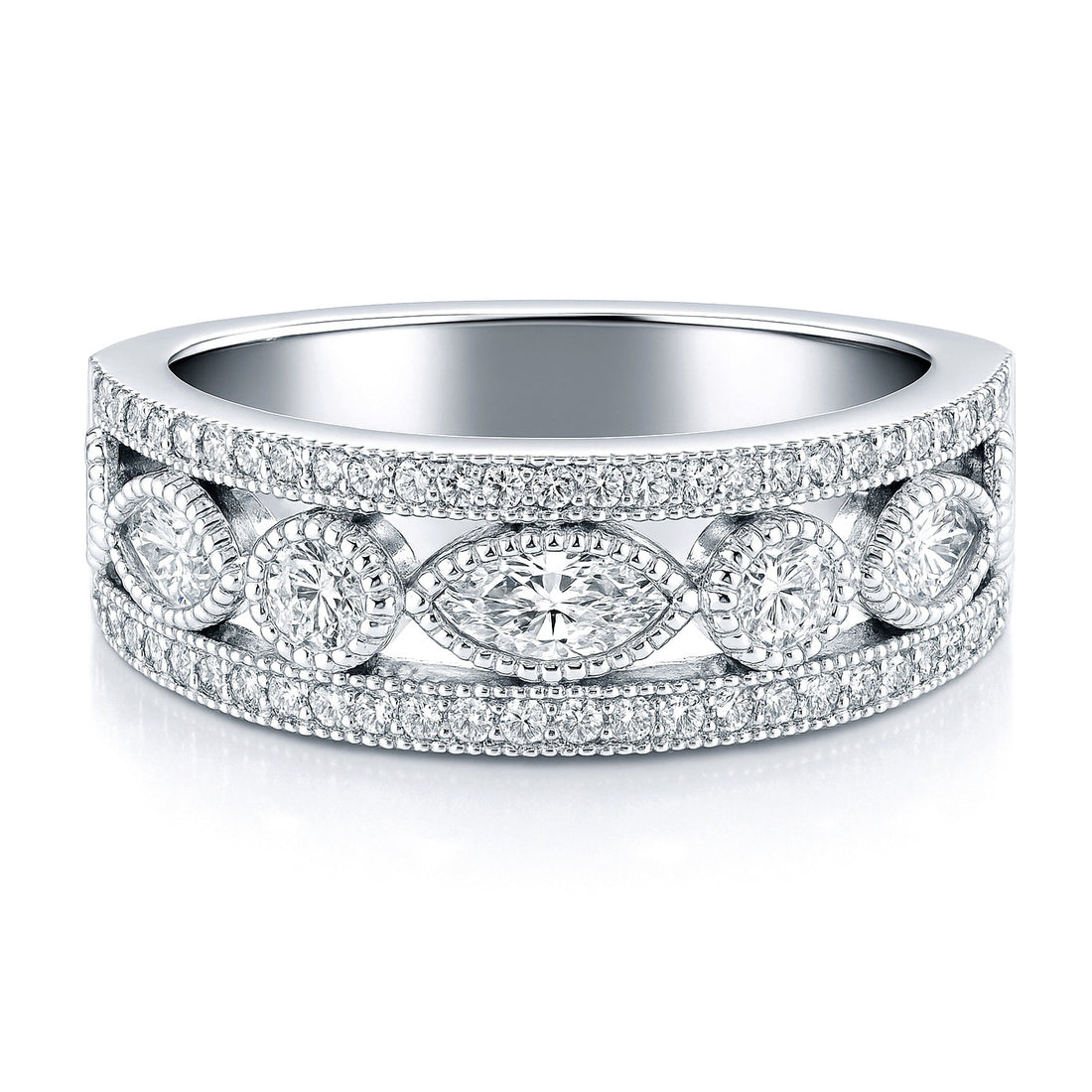 Art Deco Bezel CZ Eternity Ring in Sterling Silver