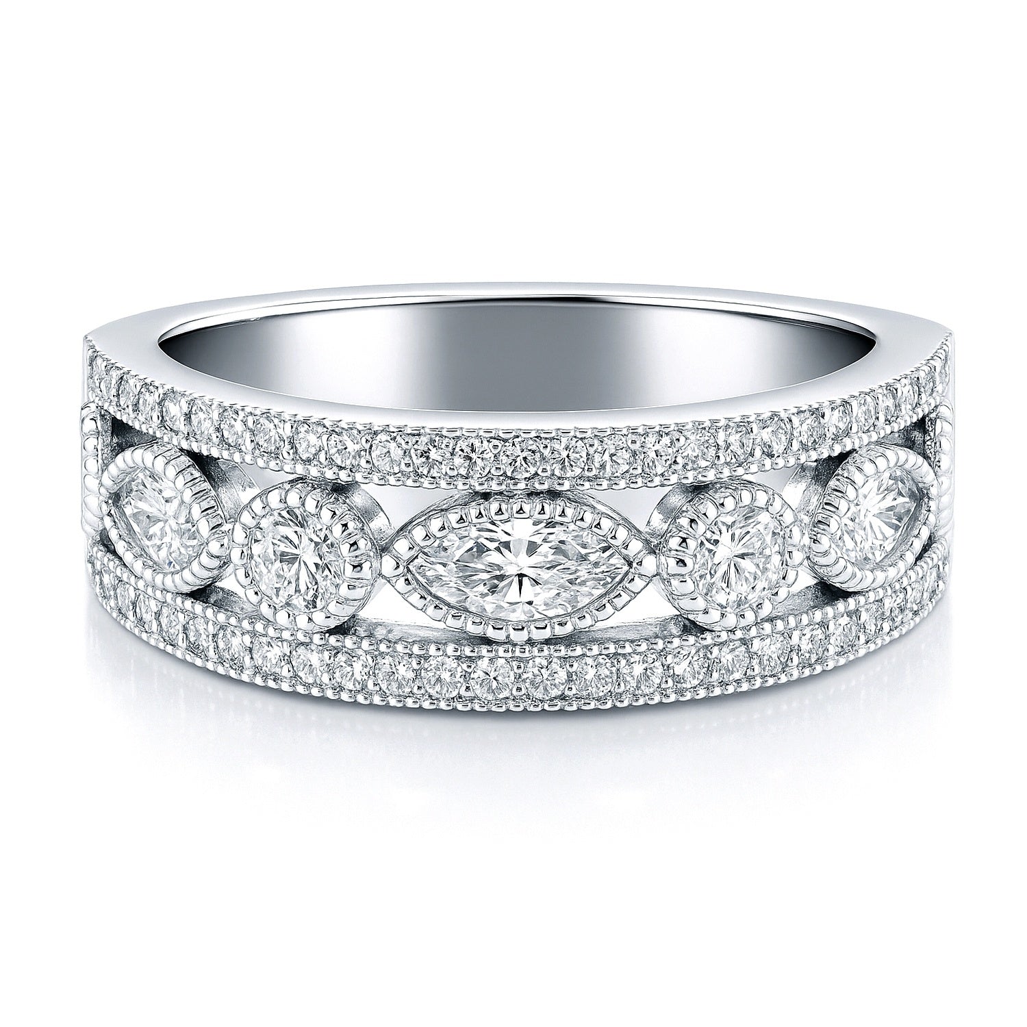 Art Deco Bezel CZ Eternity Ring in Sterling Silver, 1 of 10