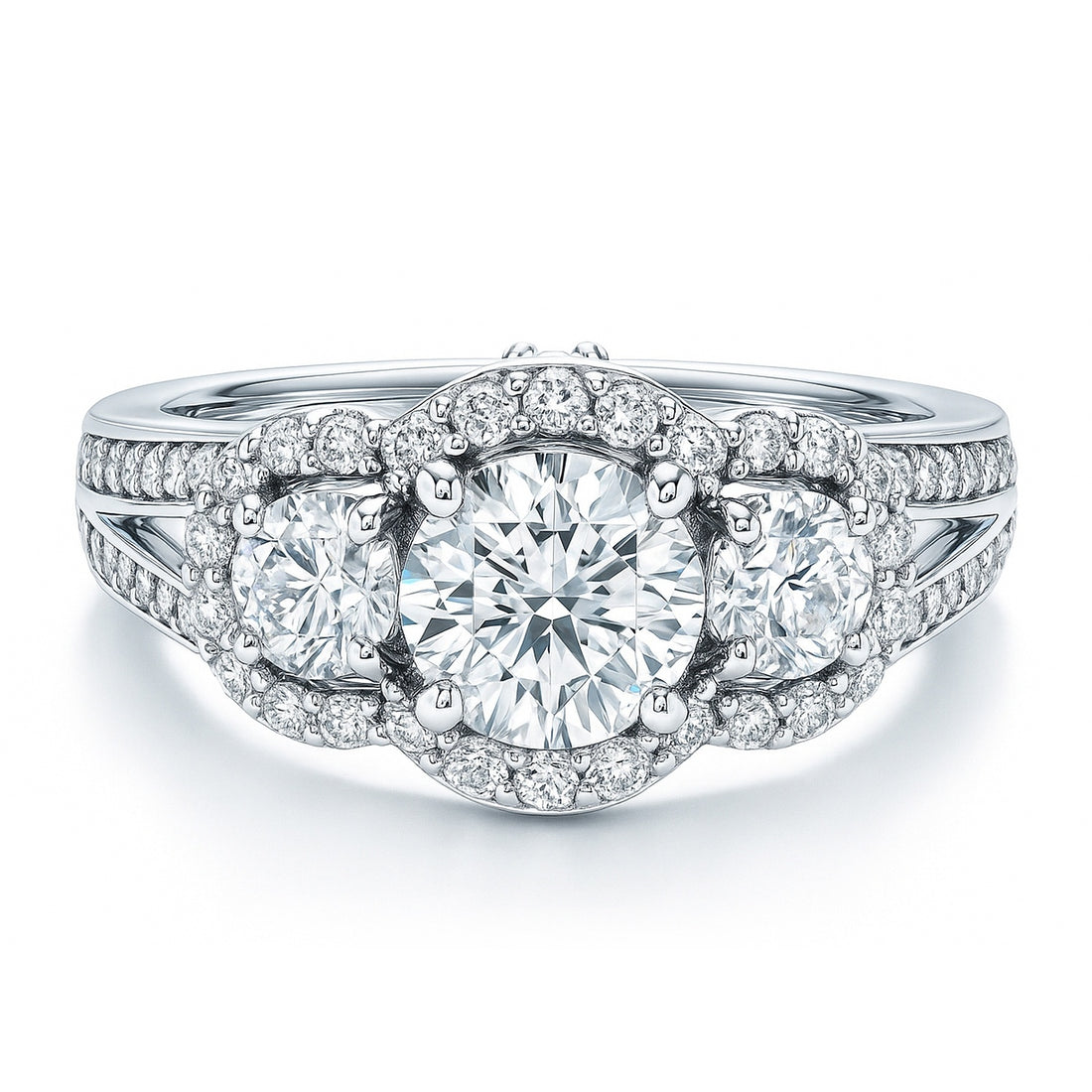 3-Stone 0.8ct CZ Split Shank Ring in Sterling Silver