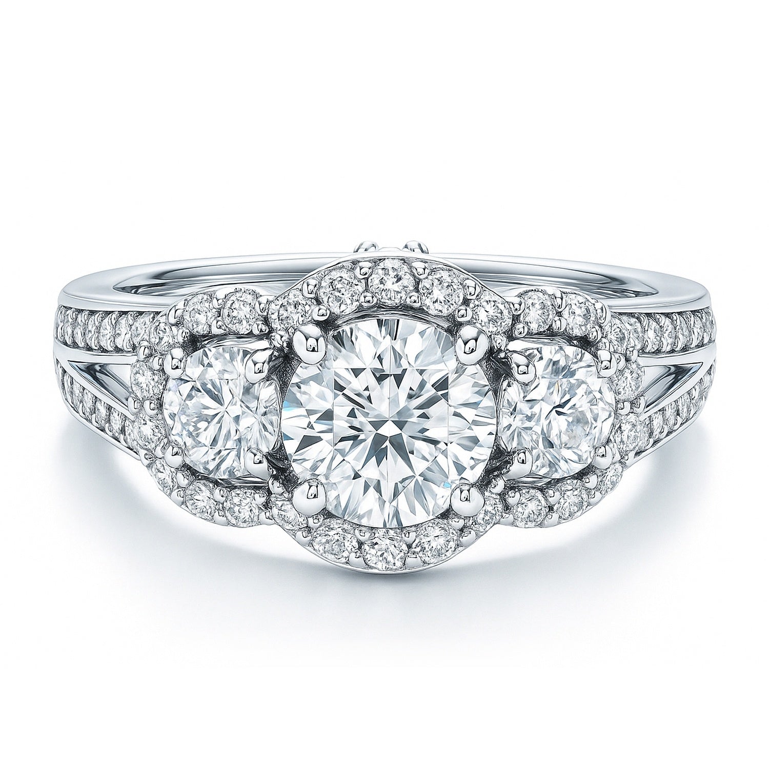 3-Stone 0.8ct CZ Split Shank Ring in Sterling Silver
