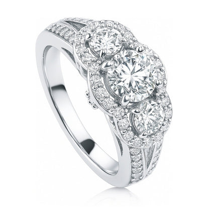 3-Stone 0.8ct CZ Split Shank Ring in Sterling Silver