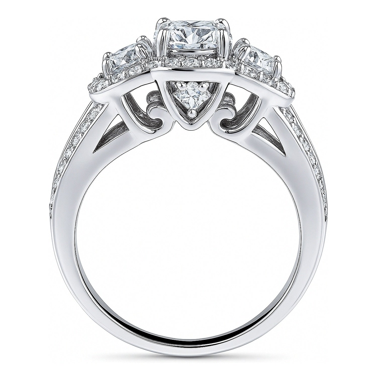 3-Stone 0.8ct CZ Split Shank Ring in Sterling Silver, 8 of 11