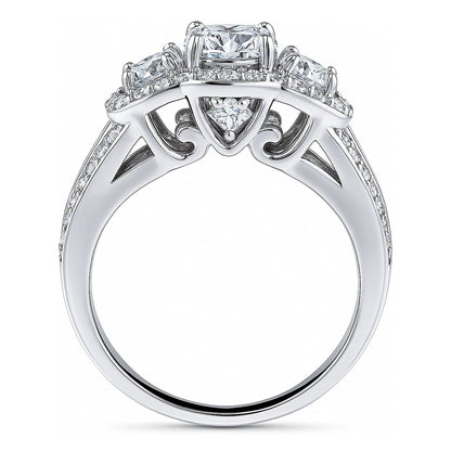 3-Stone 0.8ct CZ Split Shank Ring in Sterling Silver