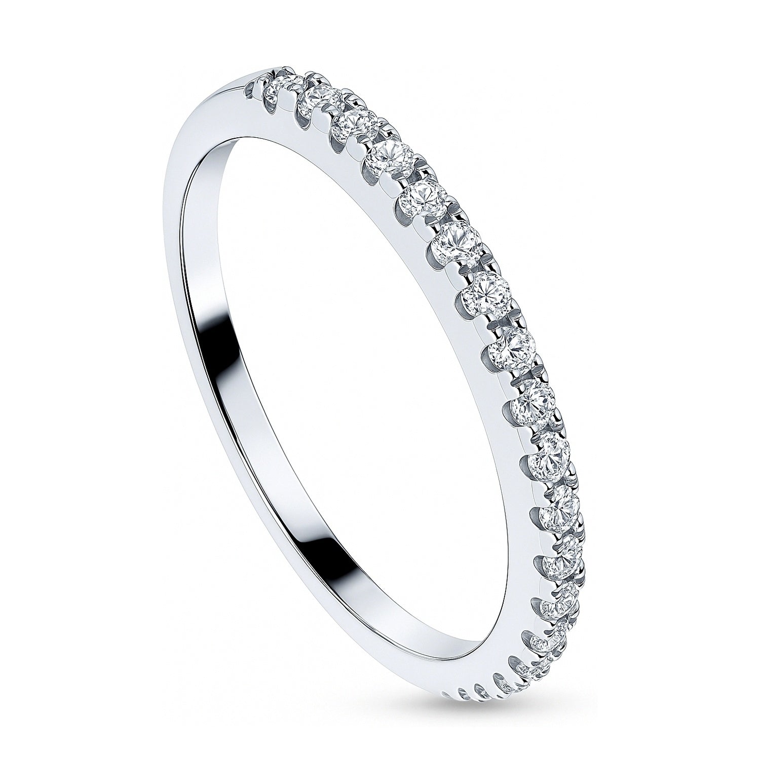 CDL Eternity Pierce シルバー925 Sterling Silver Pave Set Cubic Zirconia Half Eternity Ring – BERRICLE
