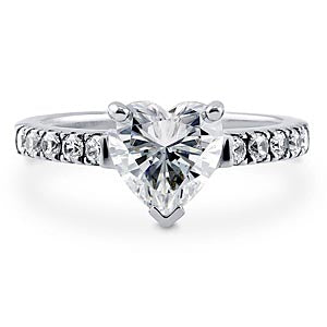 Solitaire Heart 1.7ct Heart CZ Ring in Sterling Silver