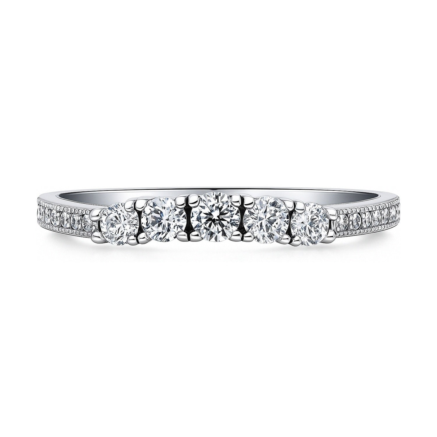 5-Stone CZ Eternity Ring in Sterling Silver, 1 of 10