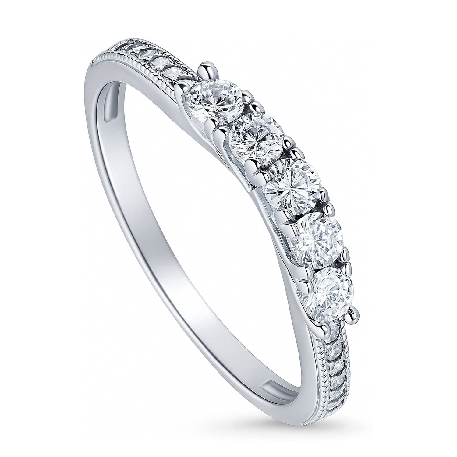 5-Stone CZ Eternity Ring in Sterling Silver, 4 of 10