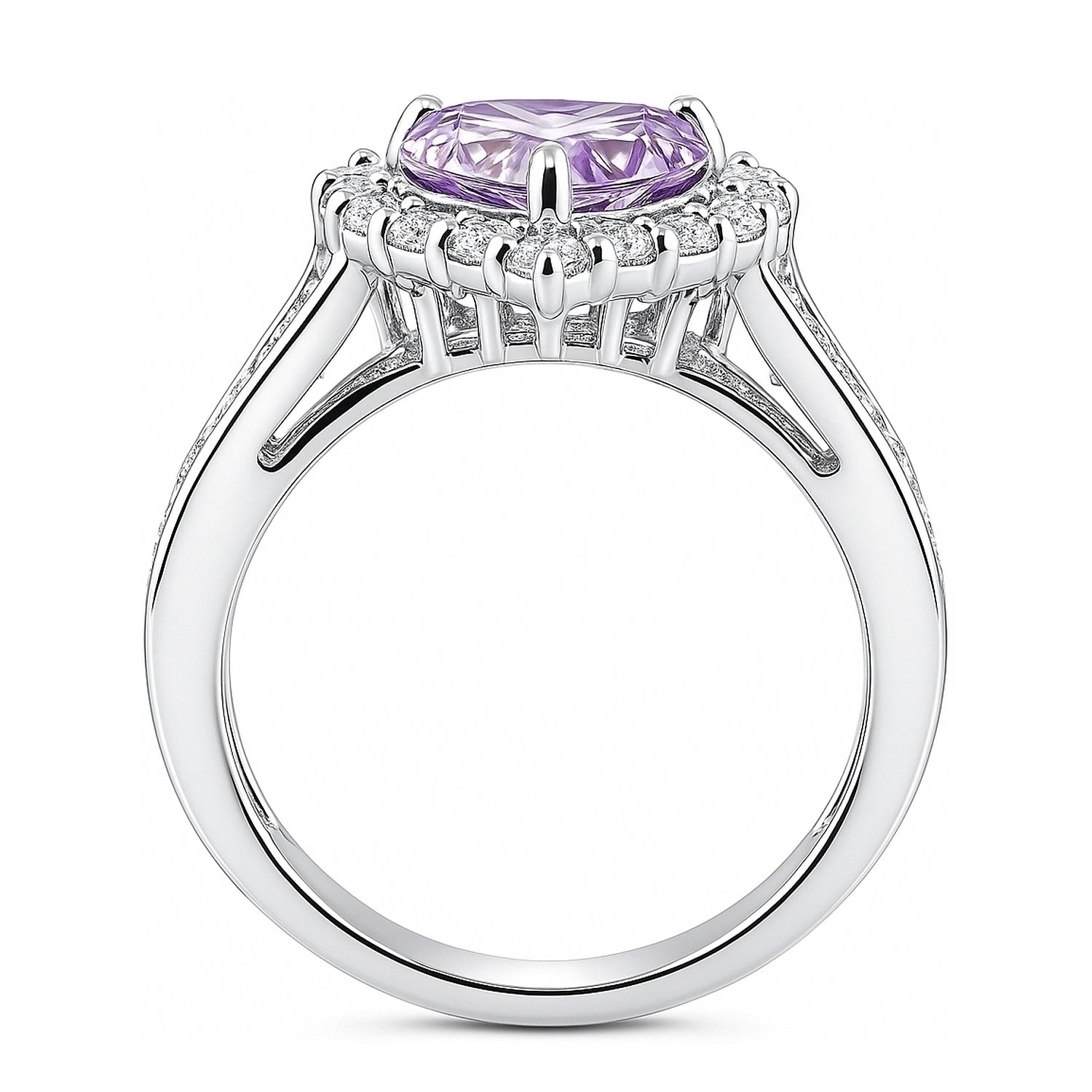 Sterling Silver Halo Heart Purple Heart CZ Engagement Ring – BERRICLE