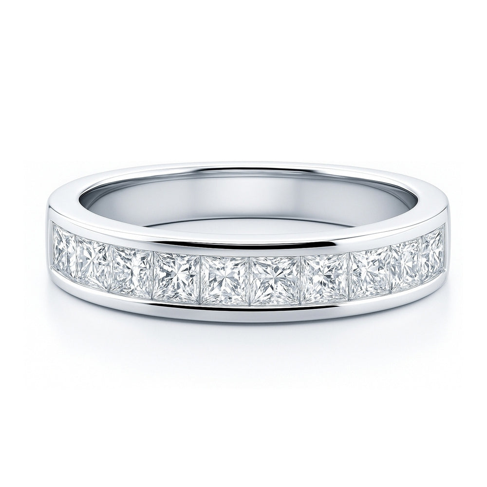 Sterling Silver Channel Set Princess CZ Half Eternity Ring – BERRICLE