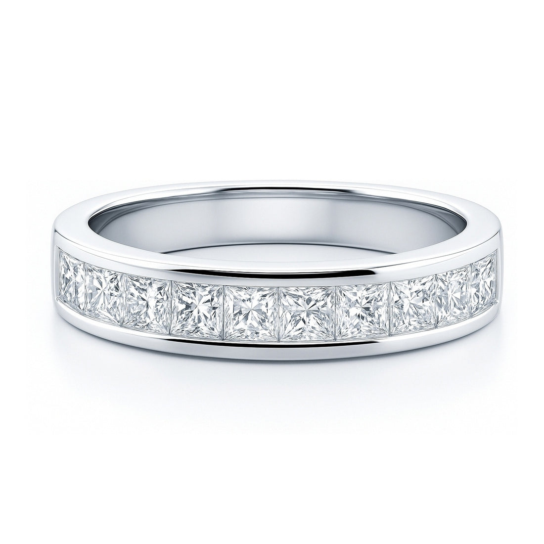 Channel Princess CZ Eternity Ring in Sterling Silver