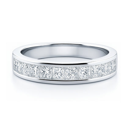 Channel Princess CZ Eternity Ring in Sterling Silver