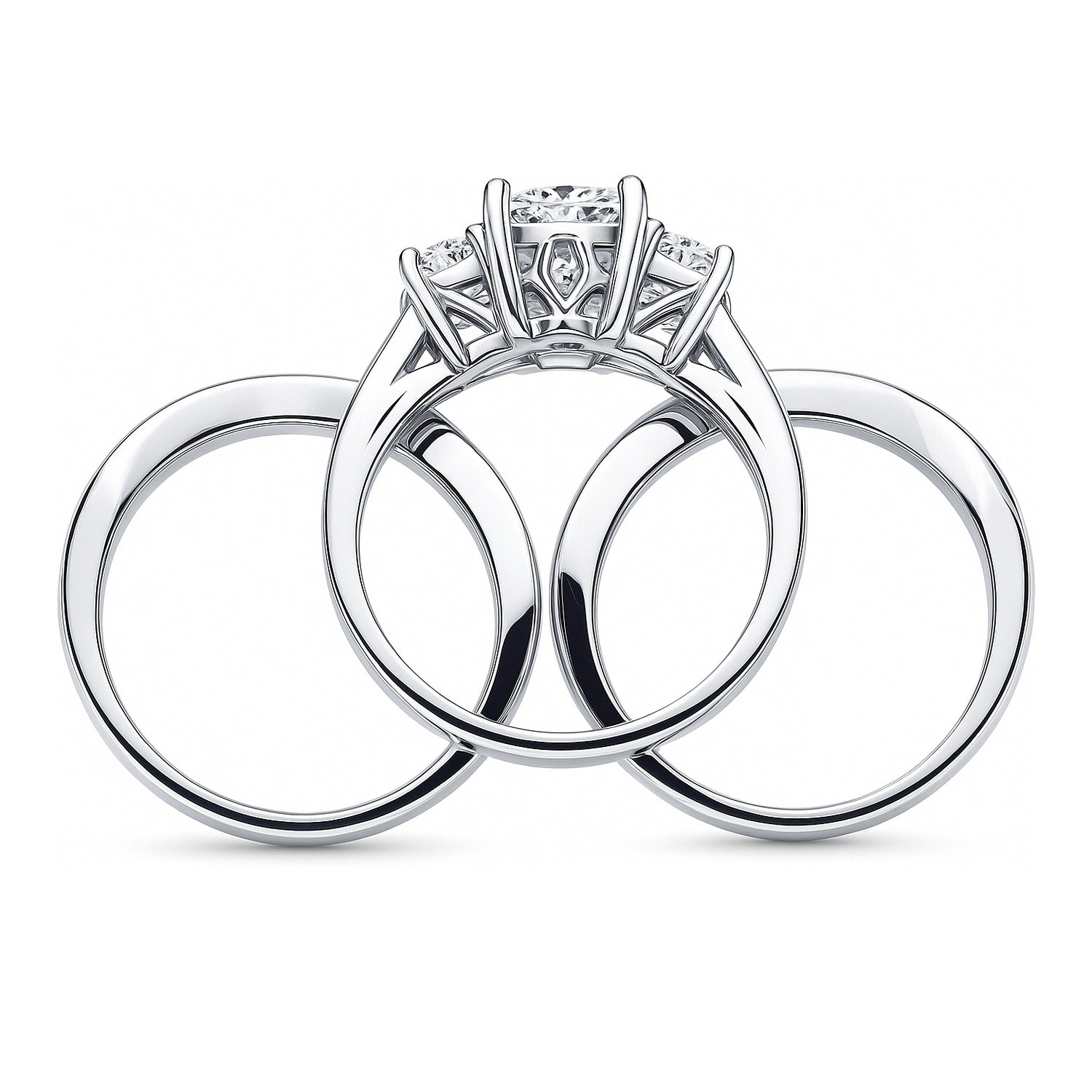 3-Stone 2.6ct Cushion CZ Ring Set in Sterling Silver