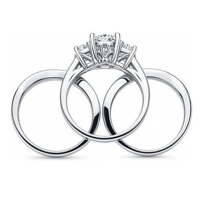 3-Stone 2.6ct Cushion CZ Ring Set in Sterling Silver