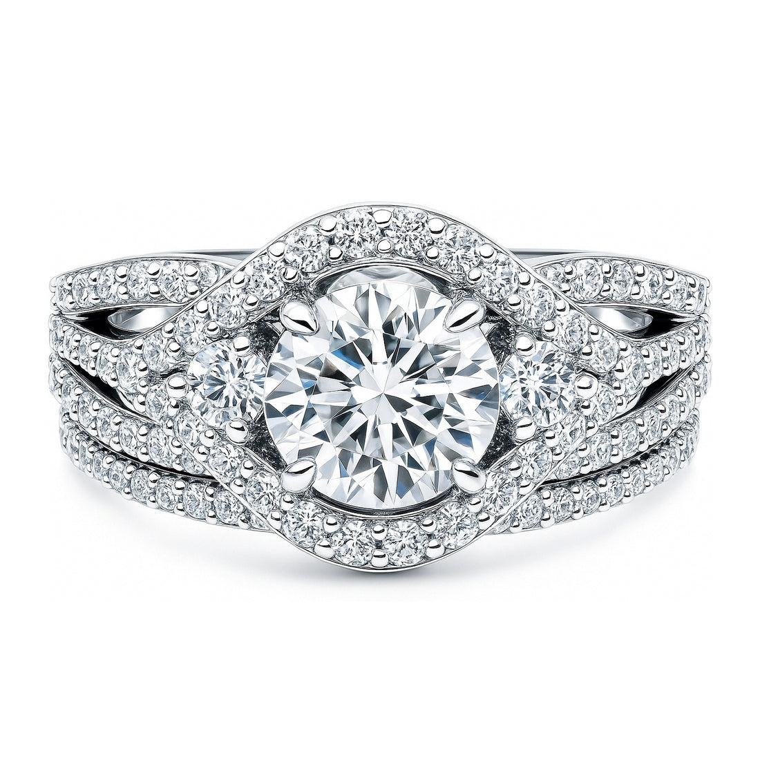 3-Stone Wishbone 1.25ct CZ Ring Set in Sterling Silver
