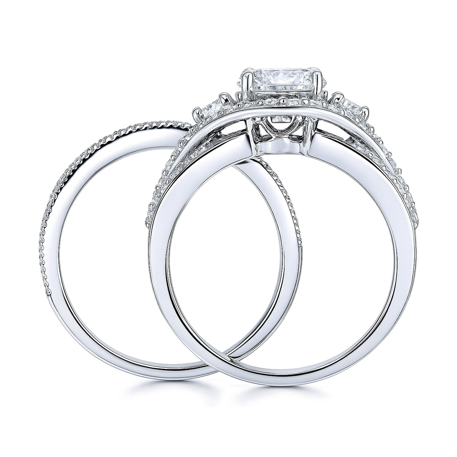 3-Stone Wishbone 1.25ct CZ Ring Set in Sterling Silver
