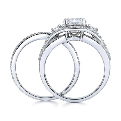 3-Stone Wishbone 1.25ct CZ Ring Set in Sterling Silver