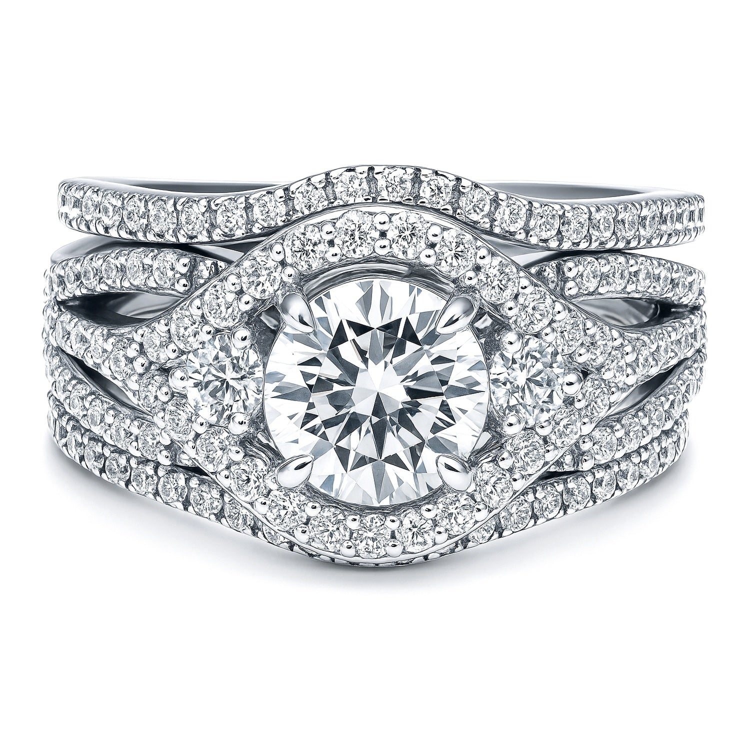 3-Stone Wishbone 1.25ct CZ Ring Set in Sterling Silver, 1 of 18