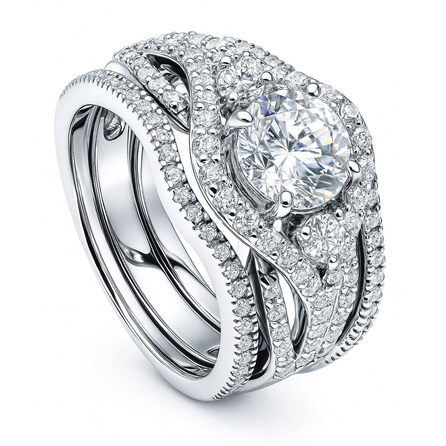 3-Stone Wishbone 1.25ct CZ Ring Set in Sterling Silver, 4 of 18