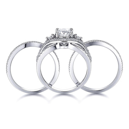 3-Stone Wishbone 1.25ct CZ Ring Set in Sterling Silver
